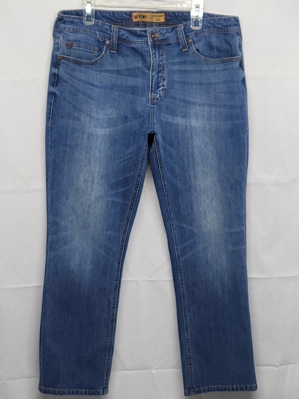Seven 7 Mens Jeans Straight Fit 36 X 30 Stretch Premium Denim Pants Blue